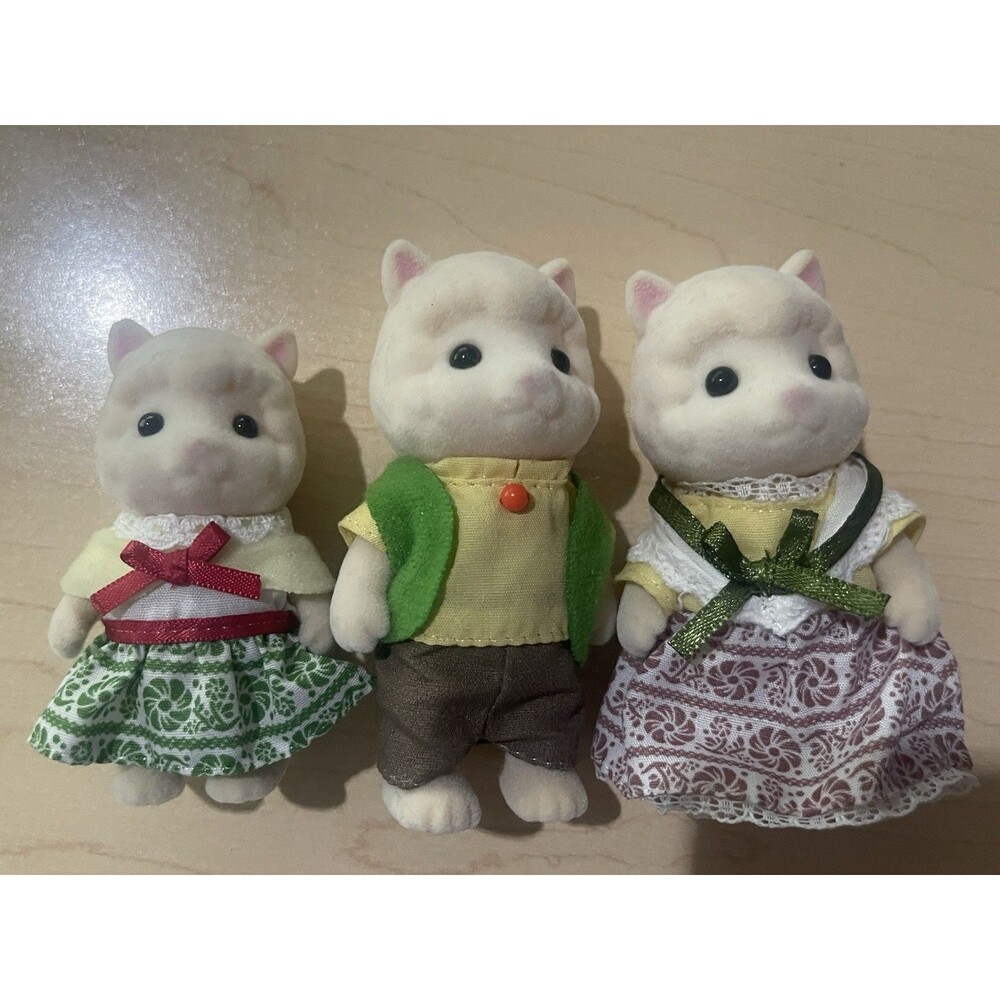 Calico Critters Sylvanian Families Woolly Alpaca Family With Kid Baby